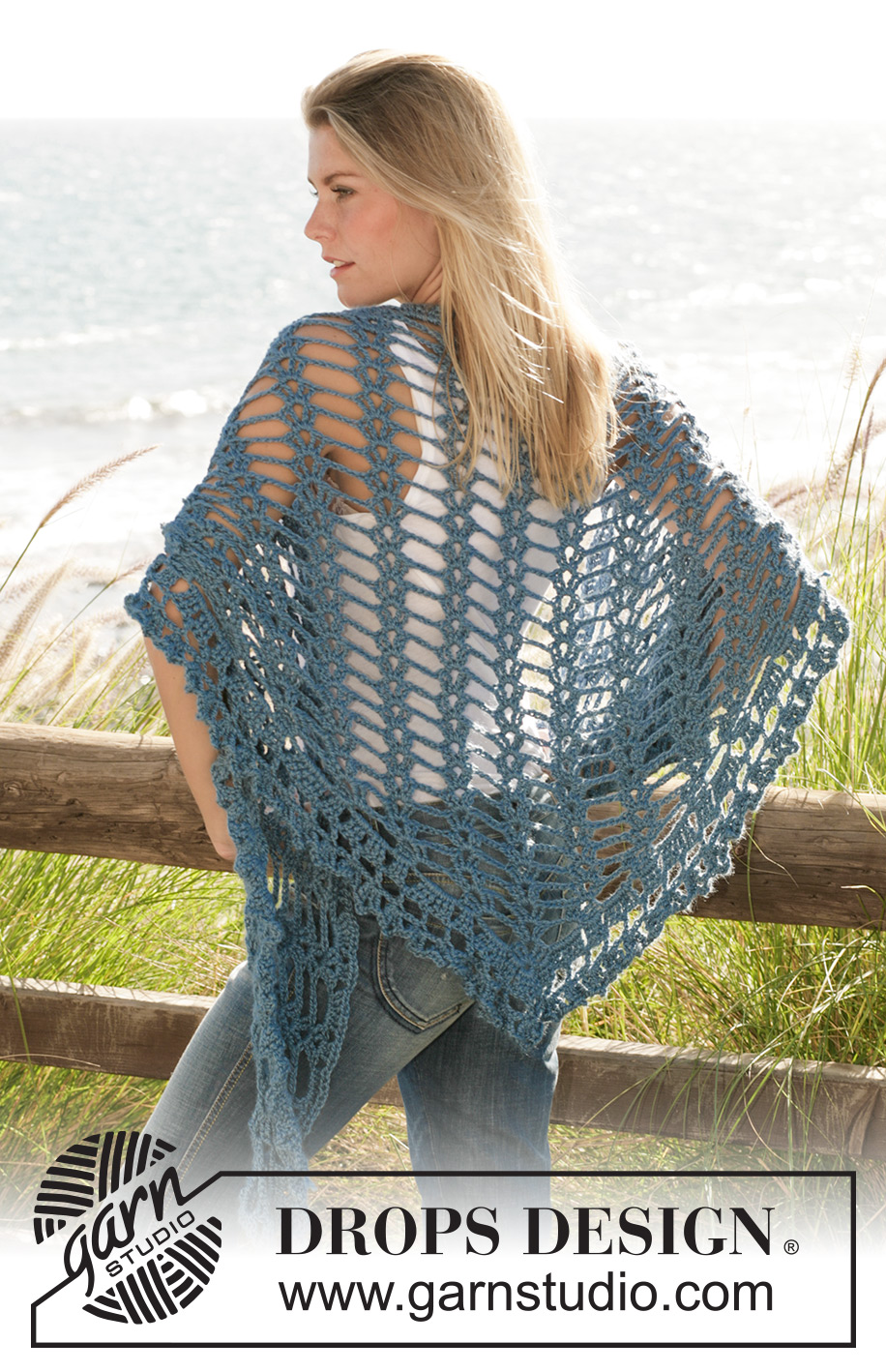 Tropical Breeze / DROPS 99-12 - Heklet DROPS sjal i 1 tråd Silke-Alpaca eller 2 tråder BabyAlpaca Silk.