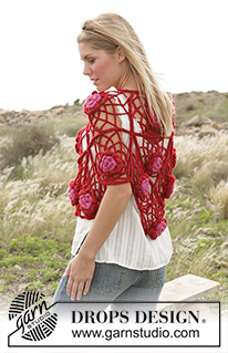 Kissed by a Rose / DROPS 99-17 - Xaile DROPS em croché em “Silke Alpaca” 