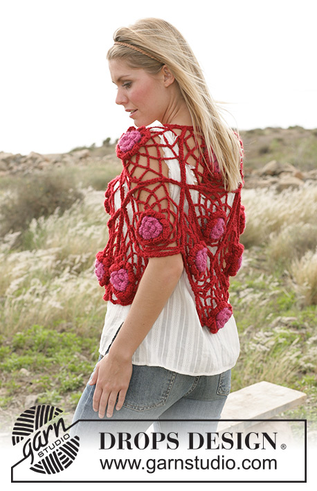 Kissed by a Rose / DROPS 99-17 - Xaile DROPS em croché em “Silke Alpaca” 