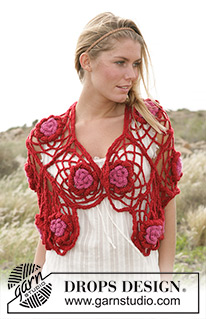Kissed by a Rose / DROPS 99-17 - Xaile DROPS em croché em “Silke Alpaca” 