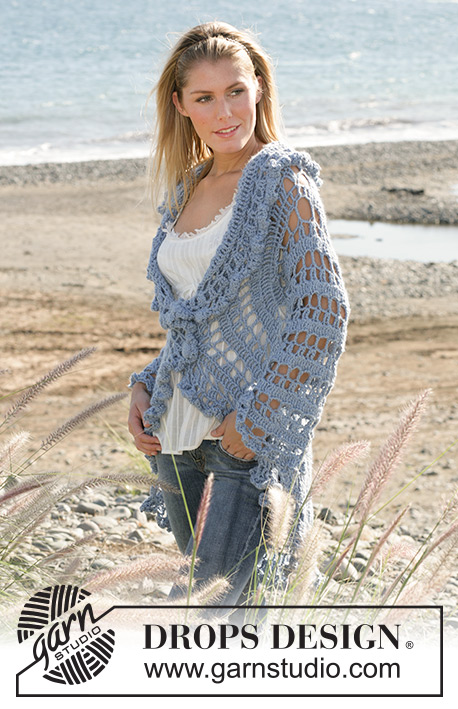 Moonlight Mist / DROPS 99-3 - Gehäkelte DROPS Jacke in 2 Fäden „Alpaca“