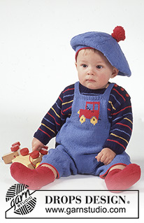 Start Your Engines! / DROPS Baby 1-5 - Drops Stripe sweater and knee length pants, socks and beret in Safran.