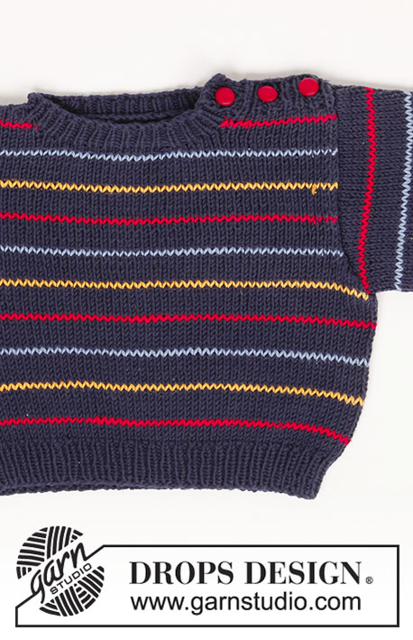 Start Your Engines! / DROPS Baby 1-5 - Drops Stripe sweater and knee length pants, socks and beret in Safran.