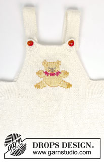 Teddy Bear Parade / DROPS Baby 1-7 - Jacke, Pulli und Hose mit Teddy und Musterborte in Safran