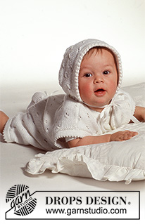 Baby Joy / DROPS Baby 1-9 - DROPS Suit and socks in lace pattern in Safran.