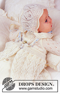 Angel Kissed / DROPS Baby 11-15 - The set comprises: Christening gown, bonnet and trousers.