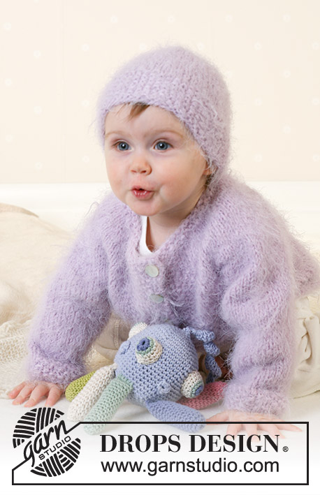 Baby Sofie / DROPS Baby 13-11 - Gilet DROPS à empiècement arrondi et Bonnet assorti en Symphony ou Melody