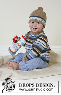 Swab the Deck / DROPS Baby 13-12 - Pusero, housut ja myssy ”Alpaca”-langasta, pehmolelu