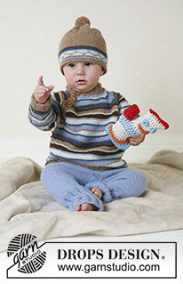 Swab the Deck / DROPS Baby 13-12 - Pusero, housut ja myssy ”Alpaca”-langasta, pehmolelu