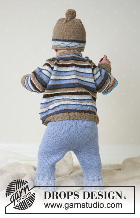 Swab the Deck / DROPS Baby 13-12 - Pusero, housut ja myssy ”Alpaca”-langasta, pehmolelu