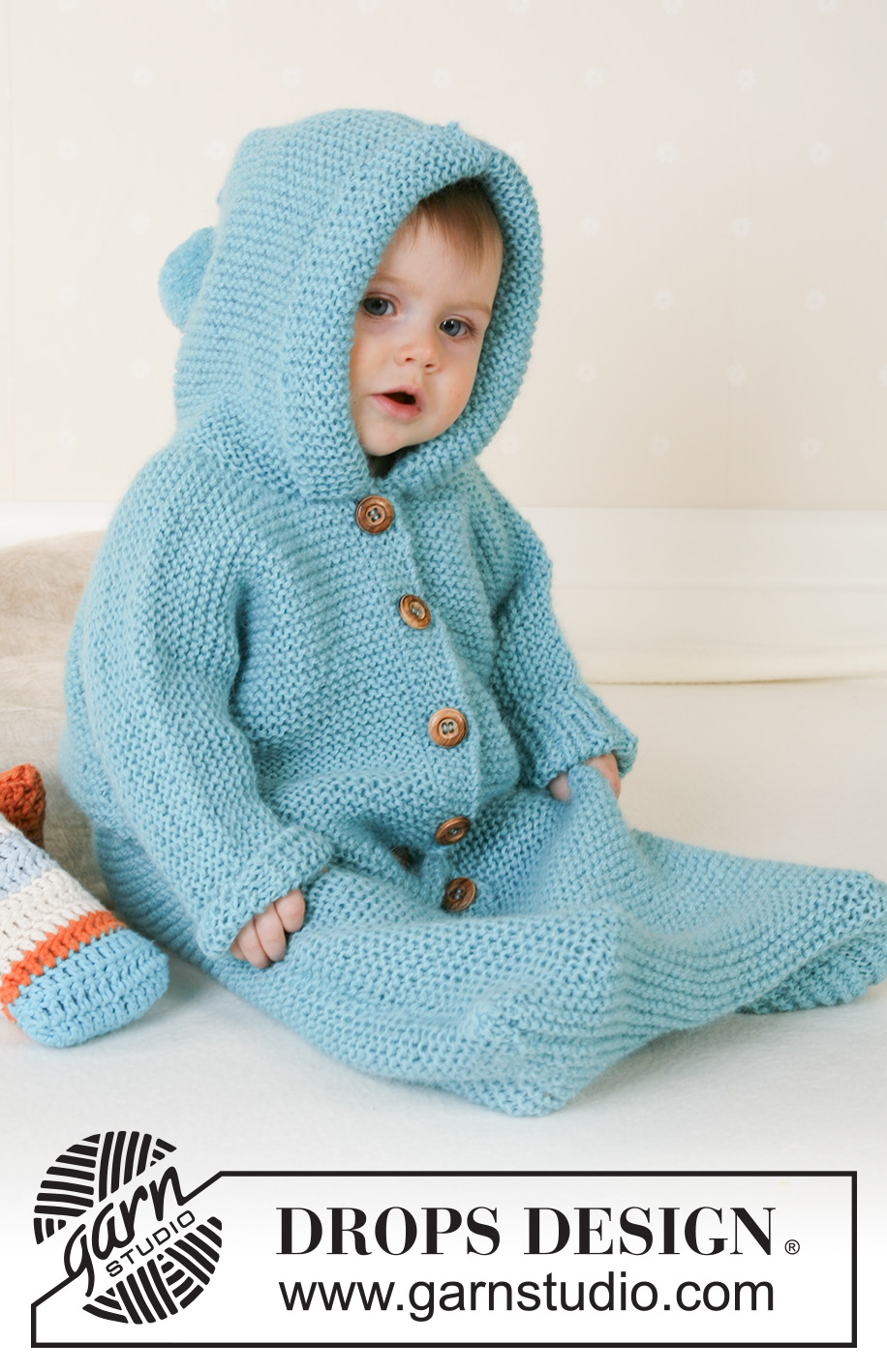 Dreamy Bluebell / DROPS Baby 14-14 - DROPS Alpaca lõngast kootud beebi / laste ripskoes magamiskott 1 kuusele kuni 4 aastasele 