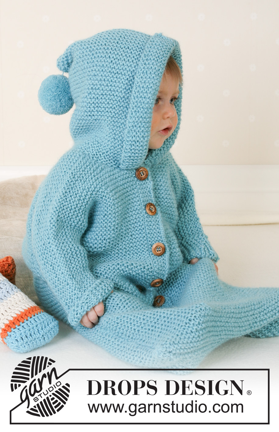 Dreamy Bluebell / DROPS Baby 14-14 - DROPS Alpaca lõngast kootud beebi / laste ripskoes magamiskott 1 kuusele kuni 4 aastasele 