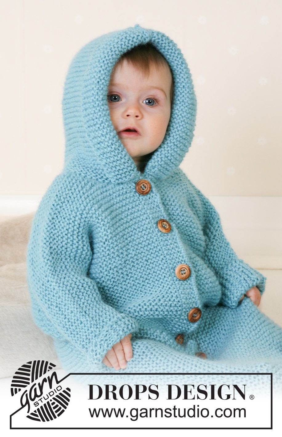 Dreamy Bluebell / DROPS Baby 14-14 - DROPS Alpaca lõngast kootud beebi / laste ripskoes magamiskott 1 kuusele kuni 4 aastasele 