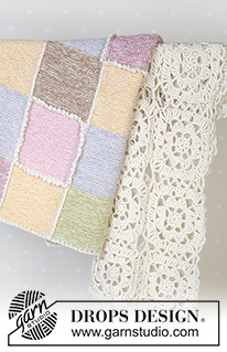 Daisy Meadow / DROPS Baby 14-20 - Crochet blanket with flower squares in 2 strands of DROPS Alpaca . Theme: Baby blanket