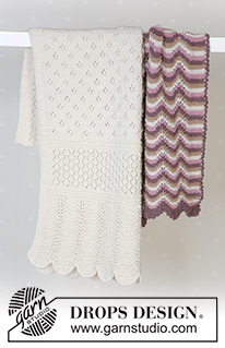 Teint de Neige / DROPS Baby 14-22 - Strikket pledd med hullmønster i DROPS Alpaca. Tema: Babyteppe