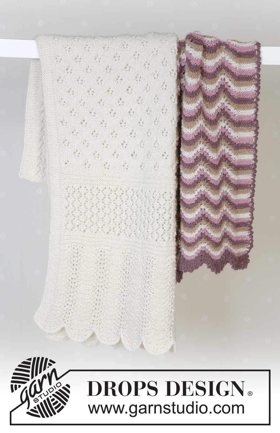 Teint de Neige / DROPS Baby 14-22 - Strikket pledd med hullmønster i DROPS Alpaca. Tema: Babyteppe