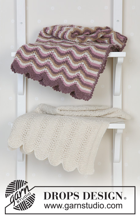 Teint de Neige / DROPS Baby 14-22 - Strikket pledd med hullmønster i DROPS Alpaca. Tema: Babyteppe