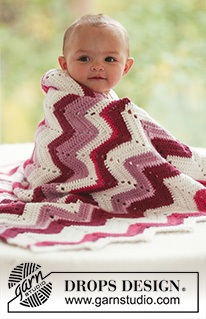 Baby Snug / DROPS Baby 16-24 - DROPS Alpaca lõngast heegeldatud beebi / laste sik-sak mustriga tekk 