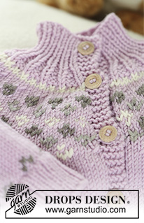 Strawberry Cheeks / DROPS Baby 19-1 - Set of knitted jacket with raglan sleeves and turtle neck, bonnet and socks with Nordic pattern for baby and children in DROPS Merino Extra Fine