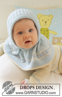 Sweet Cheeks / DROPS Baby 19-21 - Settet består av:
Strikket DROPS jakke, bukse, hettelue og sokk med nordisk mønster i ”BabyMerino”.