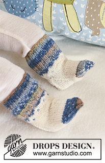 Hello Stripes! Socks / DROPS Baby 19-27 - Strikkede sokker til baby og børn i DROPS Fabel.