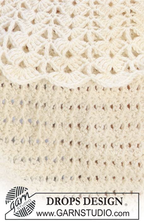 Sweet Buttercup Blanket / DROPS Baby 19-6 - Settet består av:
Heklet DROPS teppe med bred kant i viftemønster og lue i ”BabyMerino”. Tema: Babyteppe