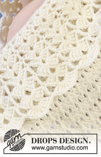 Sweet Buttercup Blanket / DROPS Baby 19-6 - Settet består av:
Heklet DROPS teppe med bred kant i viftemønster og lue i ”BabyMerino”. Tema: Babyteppe