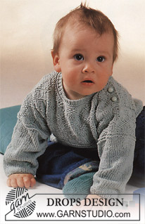 DROPS Baby 2-12 - DROPS jumper with textured diamond pattern and socks in “Safran”. 