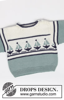 Le Petit Explorateur / DROPS Baby 2-5 - Strikket marinesæt med bluse og basker i DROPS Safran