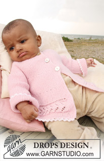 DROPS Baby 20-12 - Jacket knitted from side to side in garter st and lace pattern for baby and children in DROPS BabyMerino