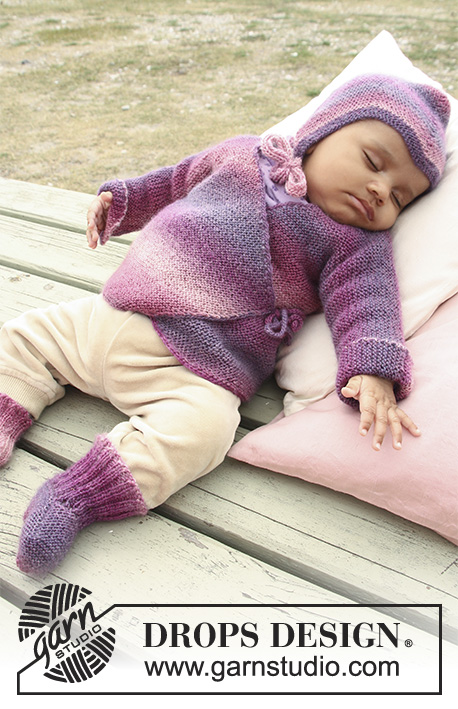 Sweet Evelina Hat / DROPS Baby 20-2 - Knitted hat in garter st for baby and children in DROPS Delight