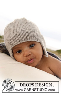 Sky High / DROPS Baby 20-9 - DROPS muts met boordsteek en oorflappen van Merino Extra Fine.