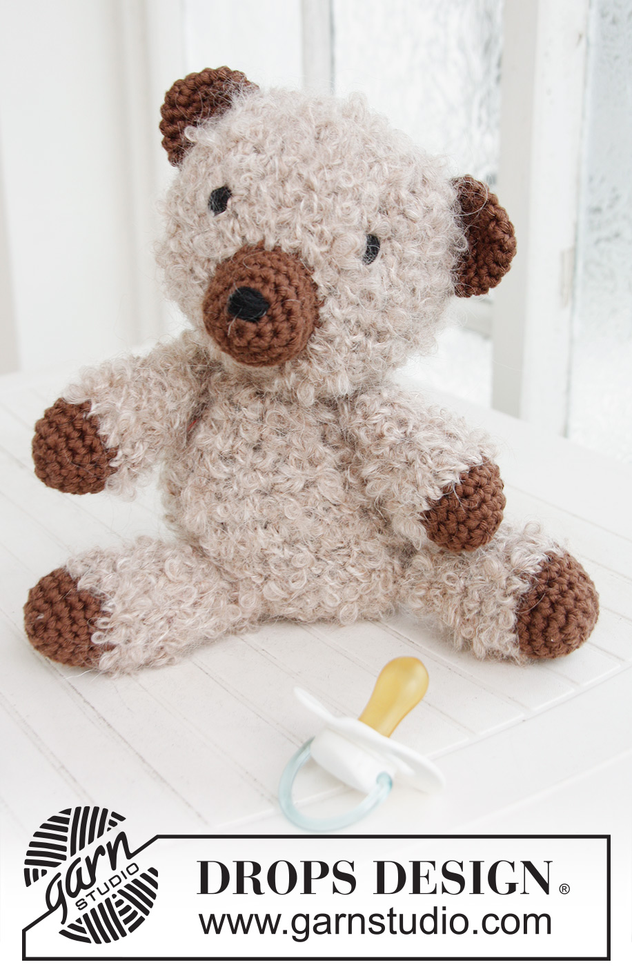 Paddy / DROPS Baby 21-10 - Crochet teddy bear in 1 thread DROPS Puddel or 2 threads DROPS Alpaca Boucle and DROPS Paris