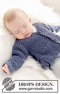 Checco's Dream / DROPS Baby 21-11 - Yhtenä kappaleena neulottu vauvan ja lapsen helmineulejakku DROPS Merino Extra Fine -langasta.