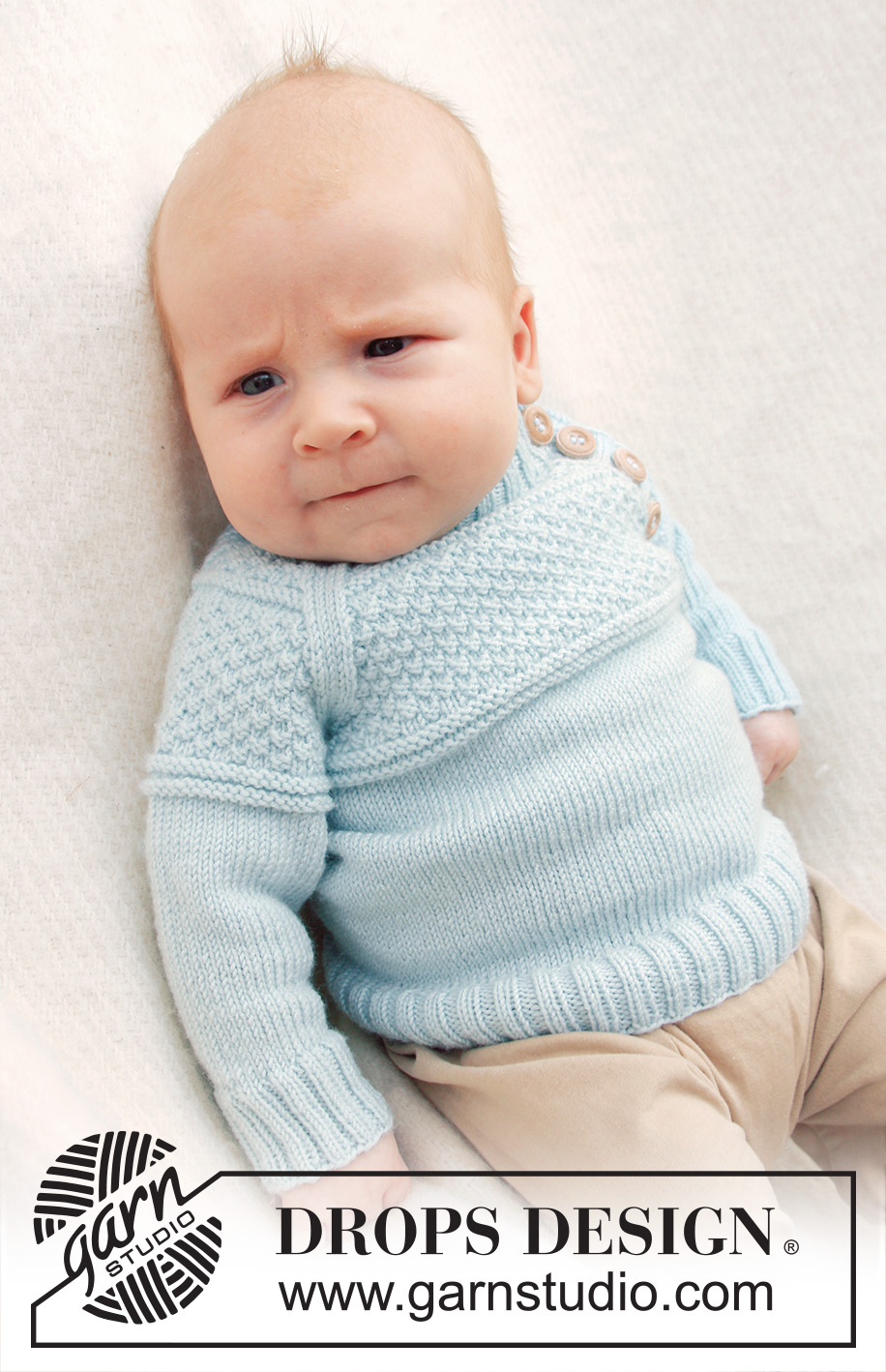 McDreamy / DROPS Baby 21-15 - Pull au tricot pour bébé et enfant, en point structuré avec emmanchures raglan, en DROPS BabyMerino