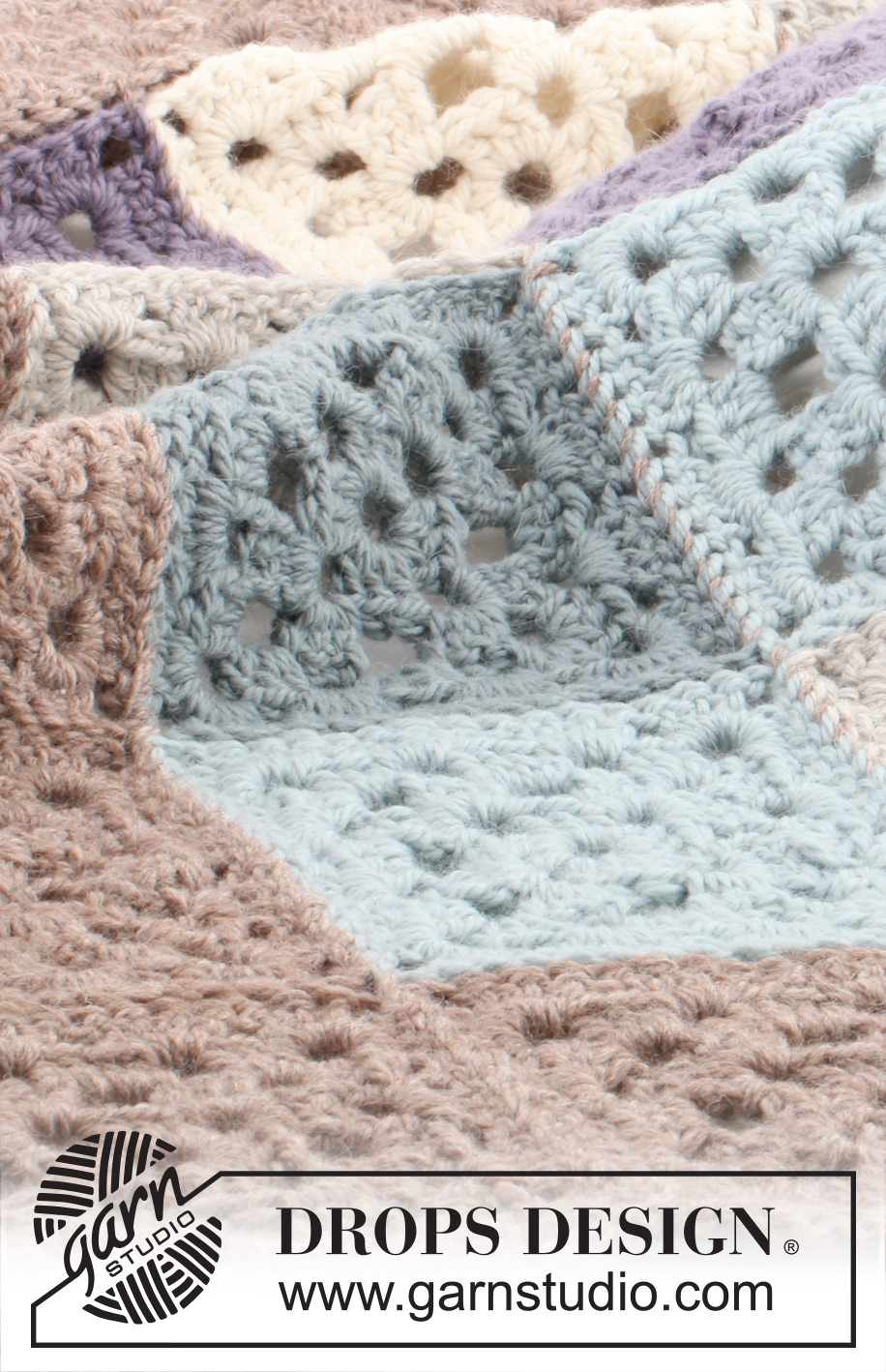 Soft Comfort / DROPS Baby 21-22 - Crochet baby blanket with granny squares in DROPS Nepal