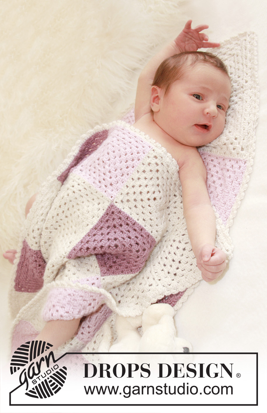 Wrap With Love / DROPS Baby 21-27 - Crochet baby blanket with granny squares in DROPS BabyAlpaca Silk