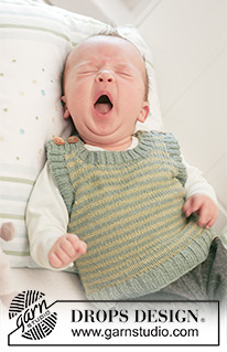 Viggo / DROPS Baby 21-33 - Pull sans manches au tricot pour bébé et enfant, avec rayures, en DROPS BabyAlpaca Silk
