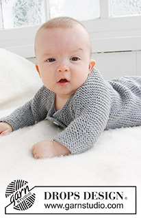 Grey Gosling / DROPS Baby 21-39 - Vauvan ja lapsen poikittain neulottu jakku kaksinkertaisesta DROPS Alpaca-langasta.