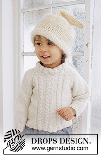 Micah / DROPS Baby 21-40 - Gestrickter Pullover mit Zopfmuster und Raglan in 2 Fäden DROPS Alpaca für Babys und Kinder
