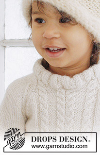 Micah / DROPS Baby 21-40 - Gestrickter Pullover mit Zopfmuster und Raglan in 2 Fäden DROPS Alpaca für Babys und Kinder