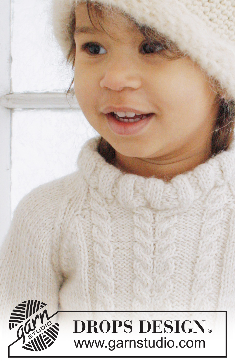 Micah / DROPS Baby 21-40 - Gestrickter Pullover mit Zopfmuster und Raglan in 2 Fäden DROPS Alpaca für Babys und Kinder