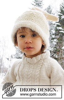 Micah / DROPS Baby 21-41 - Gehäkelte Mütze mit Zipfel / Weihnachtsmütze in DROPS Alpaca und DROPS Vienna für Babys und Kinder.