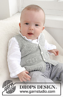 Junior / DROPS Baby 21-8 - DROPS BabyMerino või BabyAlpaca Silk lõngast kootud V-kaelusega ja tekstuure mustriga beebi vest 