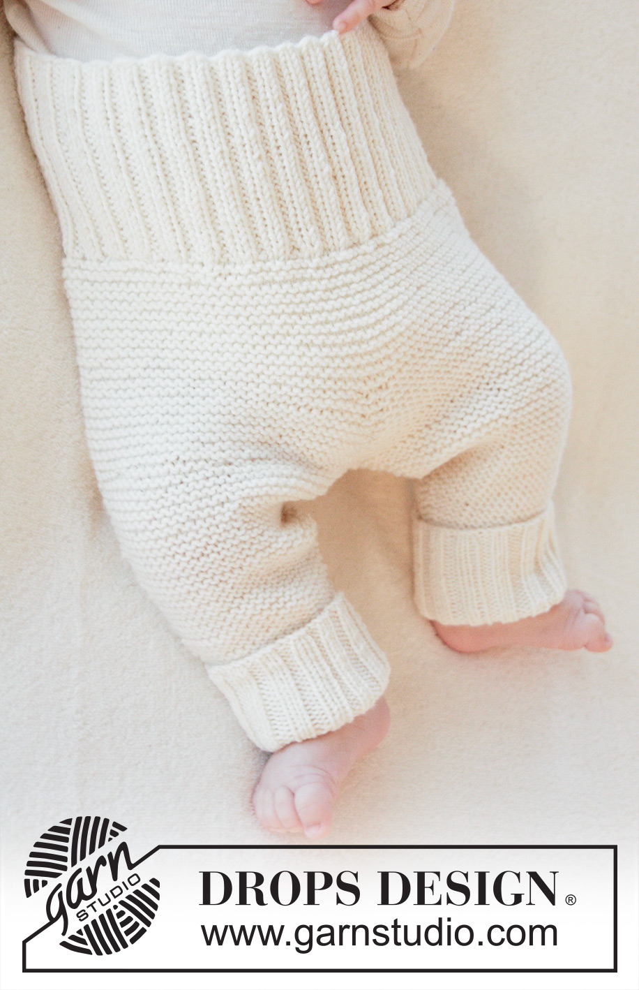 Smarty Pants / DROPS Baby 25-7 - Dětské kalhoty pletené vroubkovým vzorem z příze DROPS BabyMerino. Velikost: nedonošenci – 4 roky