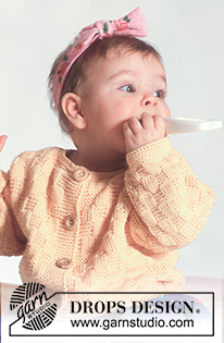 Miss Sunshine / DROPS Baby 3-1 - DROPS jacket with square pattern and socks in “Safran”.
