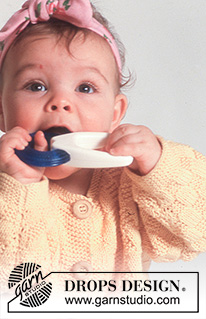 Miss Sunshine / DROPS Baby 3-1 - DROPS jacket with square pattern and socks in “Safran”.