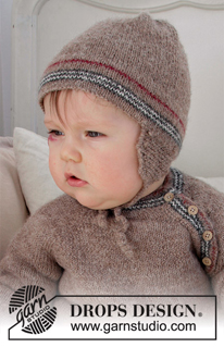 Ready, Set, Go / DROPS Baby 31-18 - Settet består av: Genser med striper og raglan til baby, strikket ovenfra og ned. Lue med striper og øreklaffer og sokker til baby. Størrelse prematur - 4 år. Settet er strikket i DROPS Alpaca