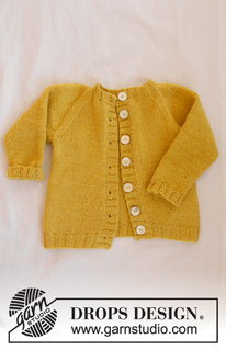 Baby Duck / DROPS Baby 31-9 - Settet består av: Strikket jakke med raglan og sokker til baby. Størrelse prematur - 4 år. Arbeidet er strikket i DROPS Alpaca