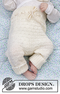 Winter Baby / DROPS Baby 33-12 - Souprava: dětské kalhoty a čepice pletené z příze DROPS Merino Extra Fine. Velikost: nedonošenci – 4 roky